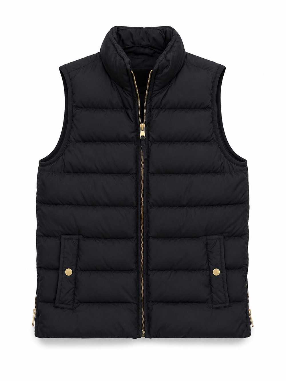 J. Crew Black Quilted Vest with Gold Hardware